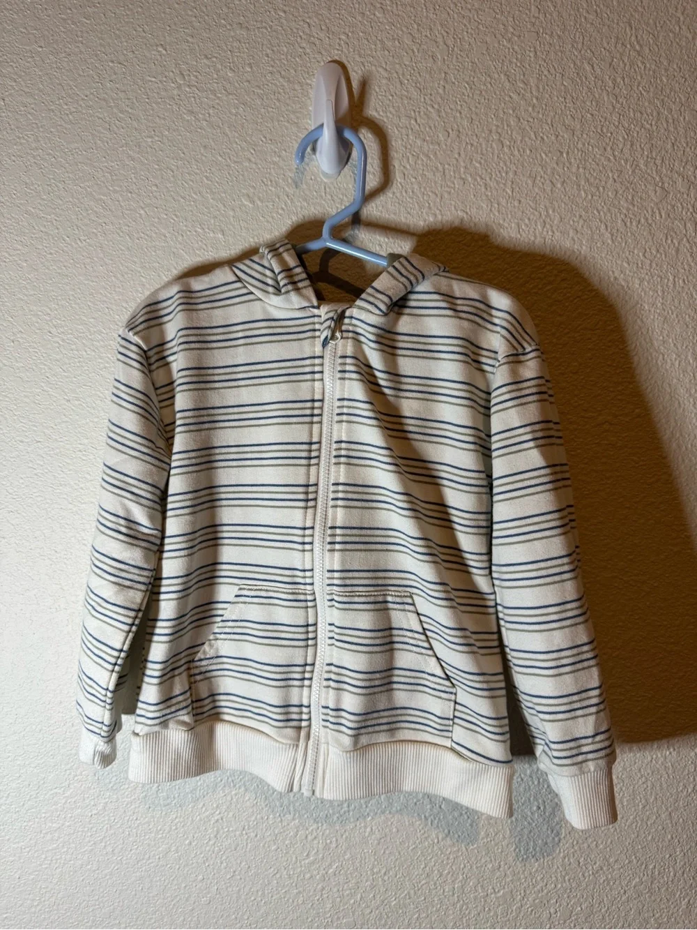 Children's Cream & Navy Striped Zip-Up Hoodie